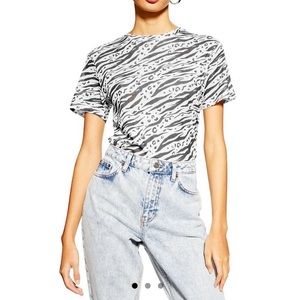 Topshop animal print mesh tee